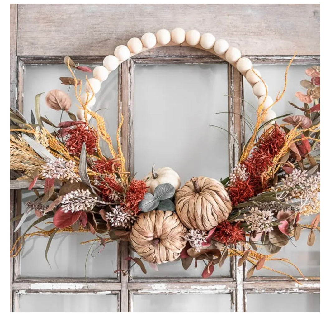 Boho Beaded Fall Door Wreath