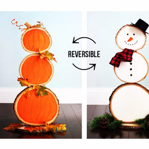 Rustic Reversible Snowman & Pumpkins
