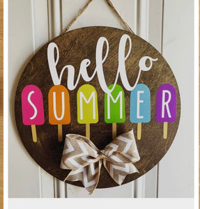Hello Summer Round Door Hanger